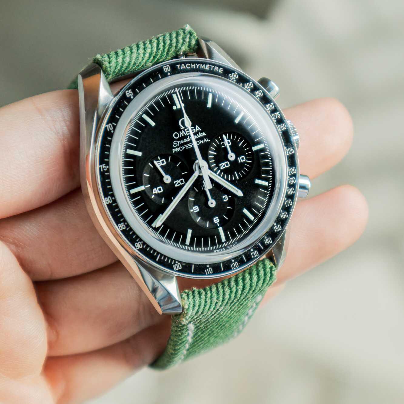 Omega Canvas Strap – Green Denim