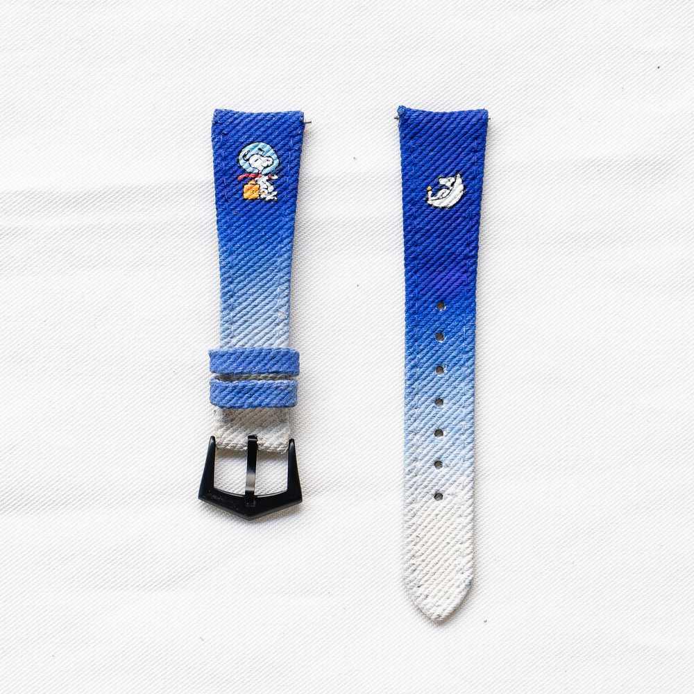Omega Canvas Strap – Blue White Denim Two Tone Snoopy