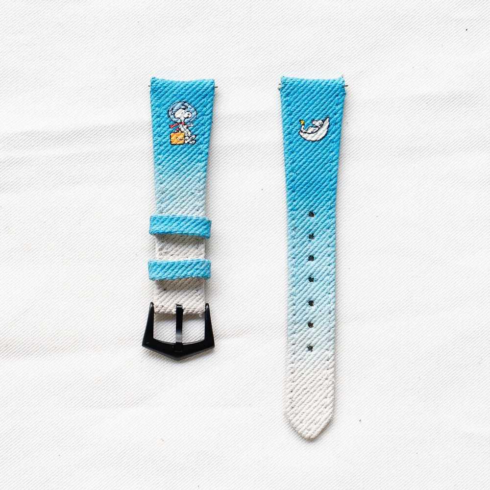 Omega Canvas Strap – Cyan White Denim Two Tone Snoopy