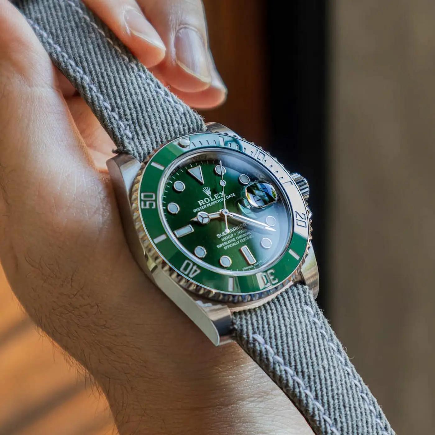 Rolex Canvas Strap – Grey Denim