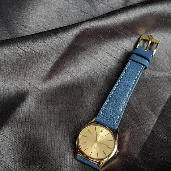 Rolex Leather Strap – Pebble Airforce Blue
