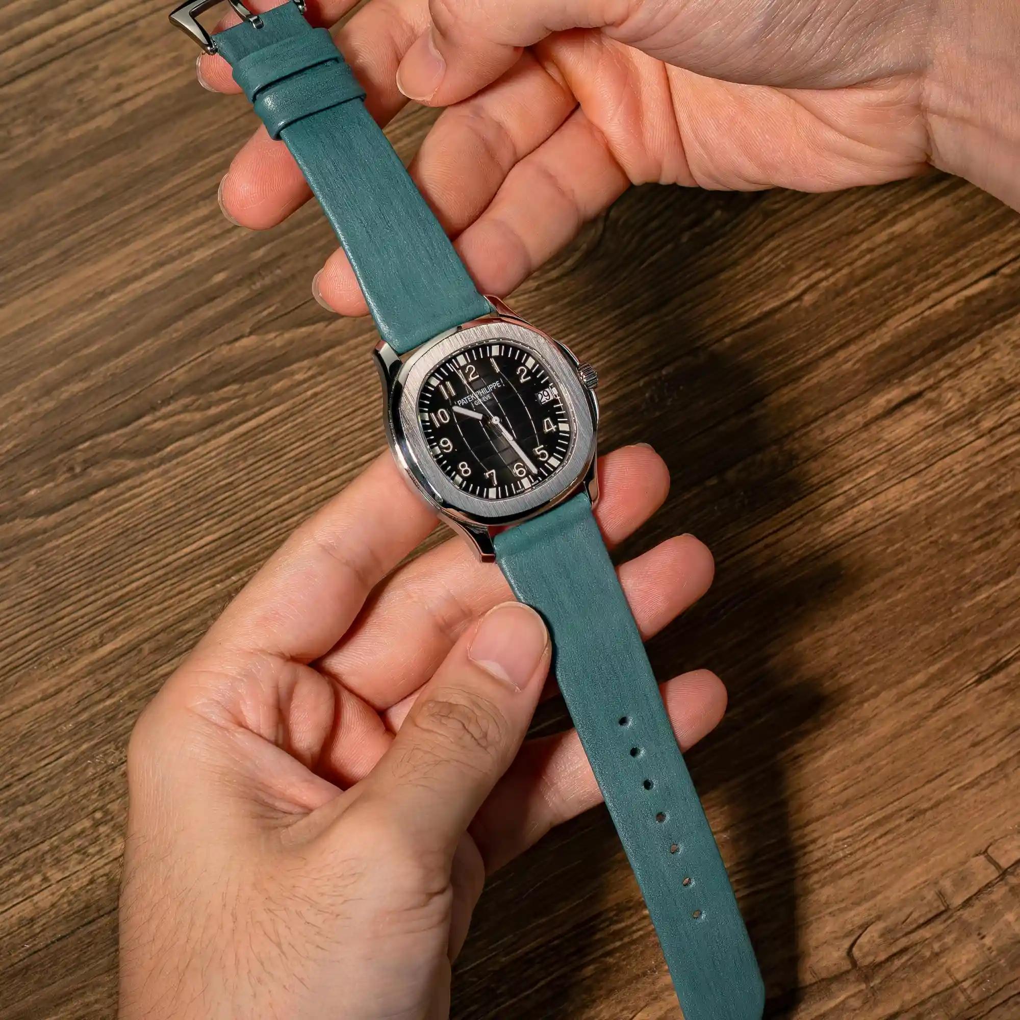Satin Turquoise – Leather Watch Strap