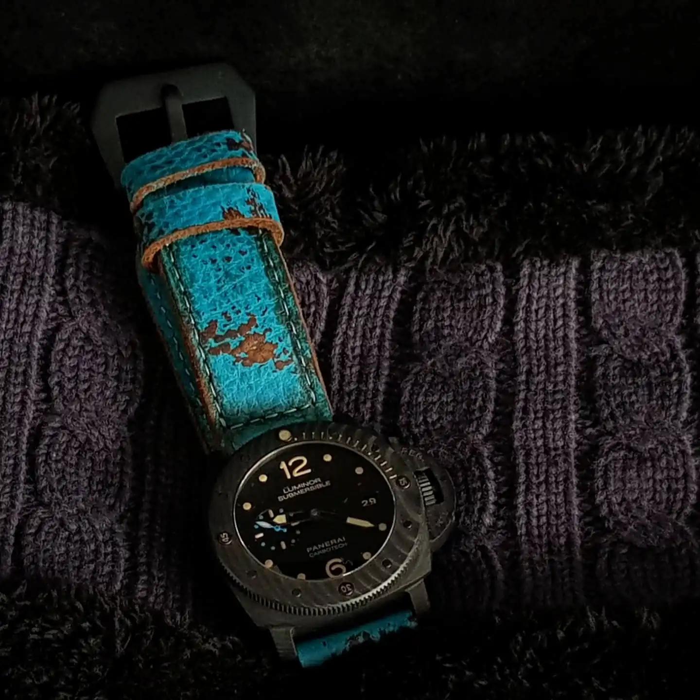 Panerai Leather Strap – Blue Coral