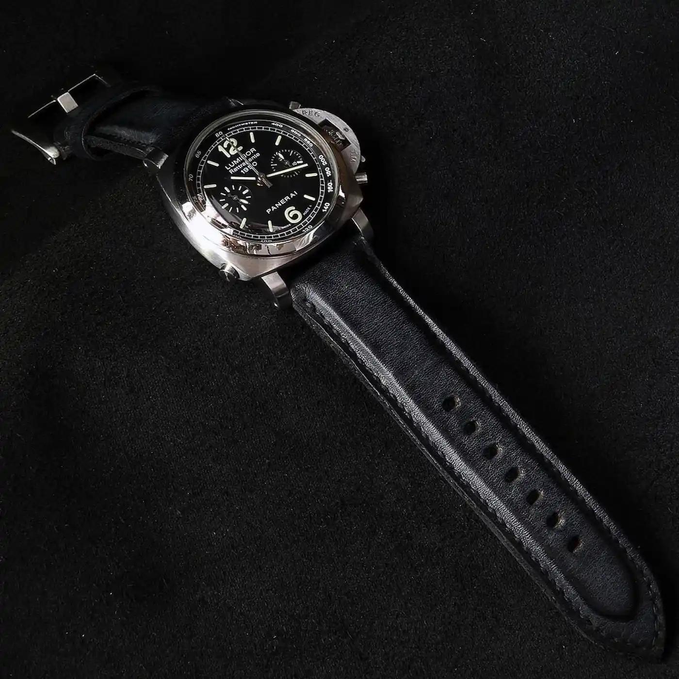 Panerai Leather Strap – Black Muscular