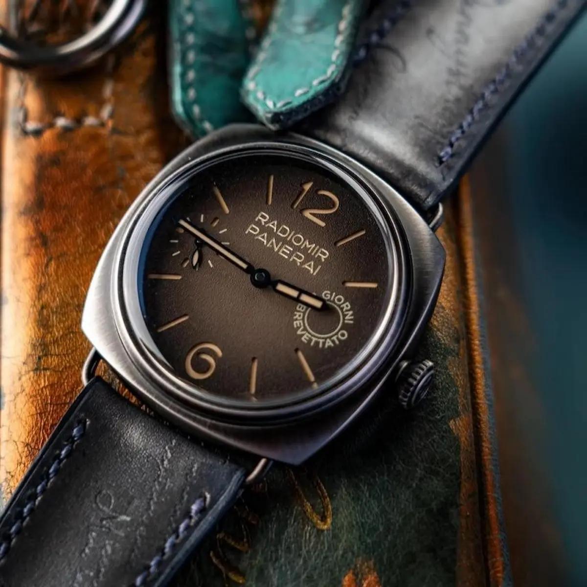 Panerai Leather Strap – Silver Patina Scritto