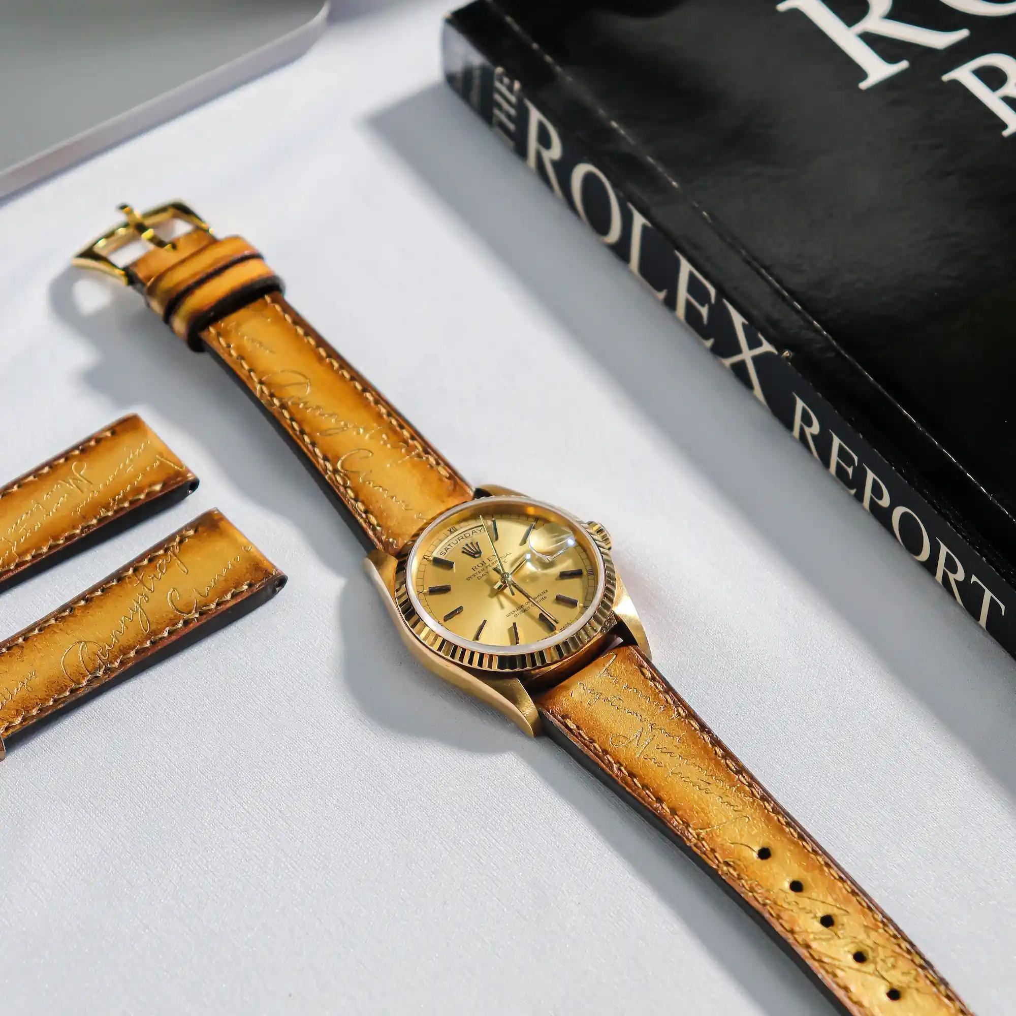 Rolex Leather Strap – Gold Patina Scritto