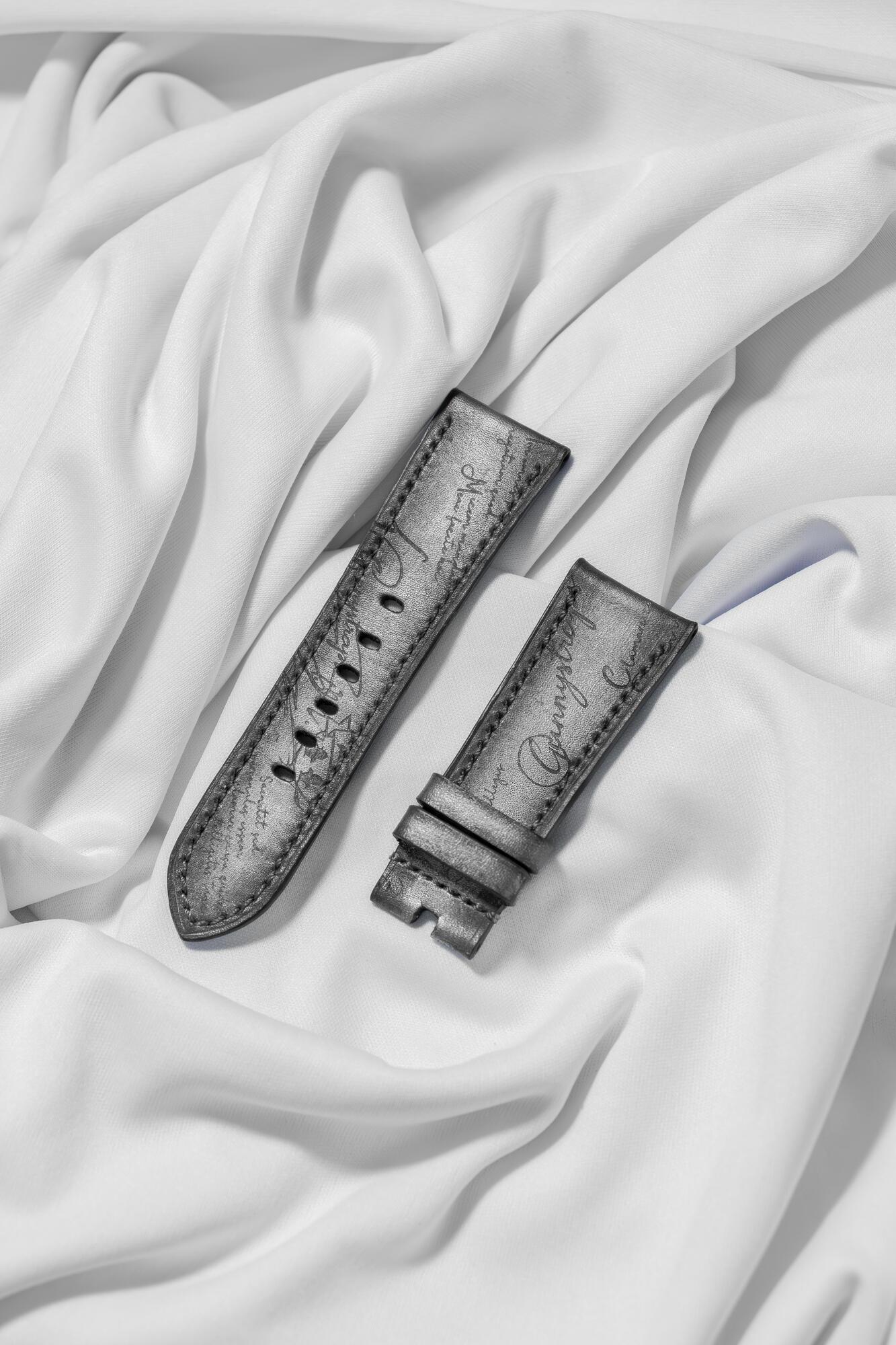 Silver Patina Scritto – Leather Watch Strap