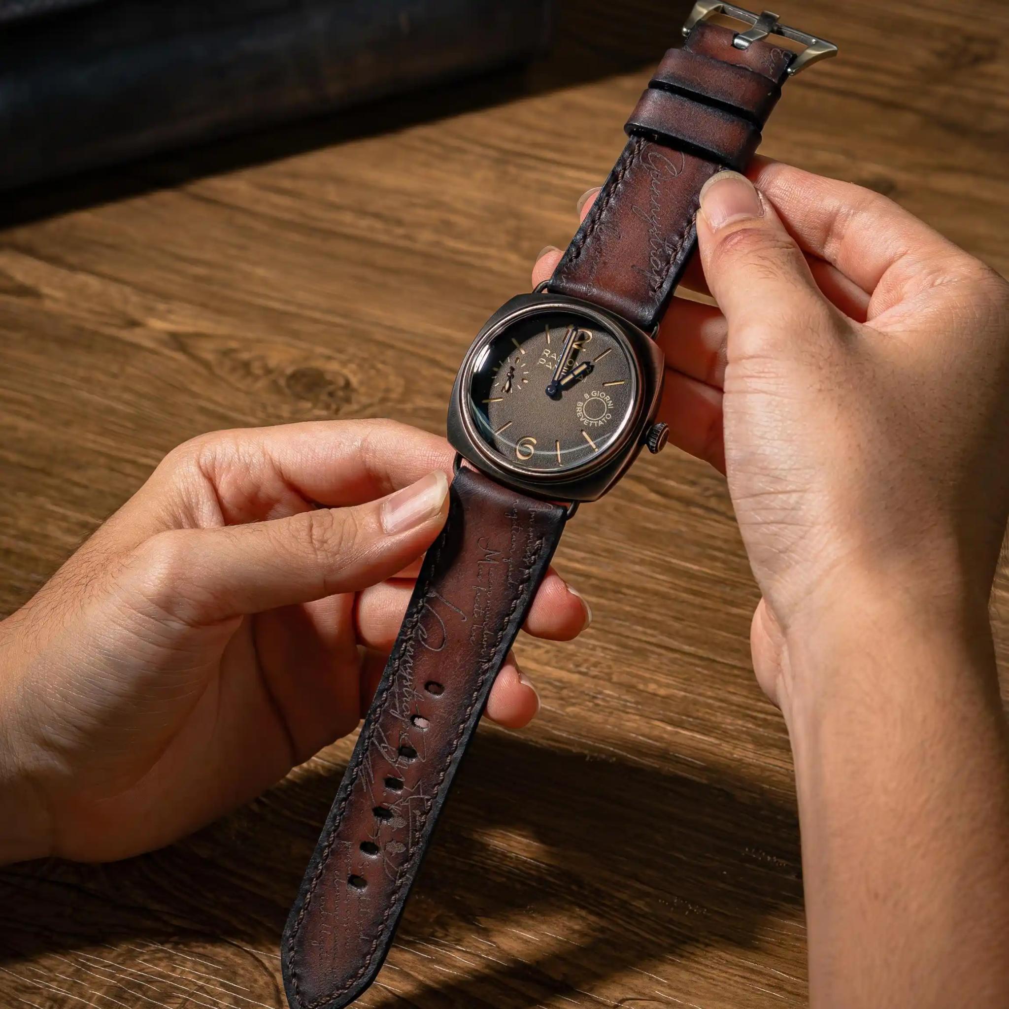 Ready Made – Dark Brown Patina Scritto Strap