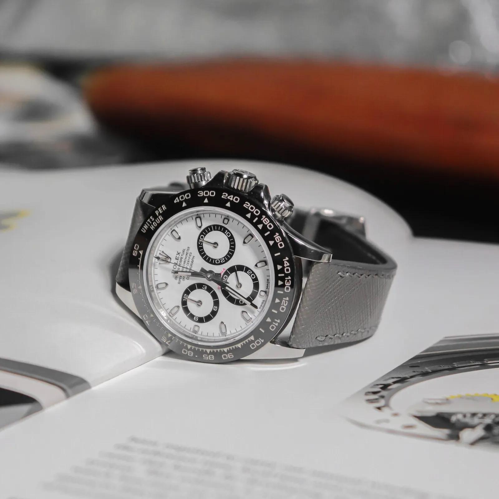 Rolex Leather Strap – Grey Saffiano
