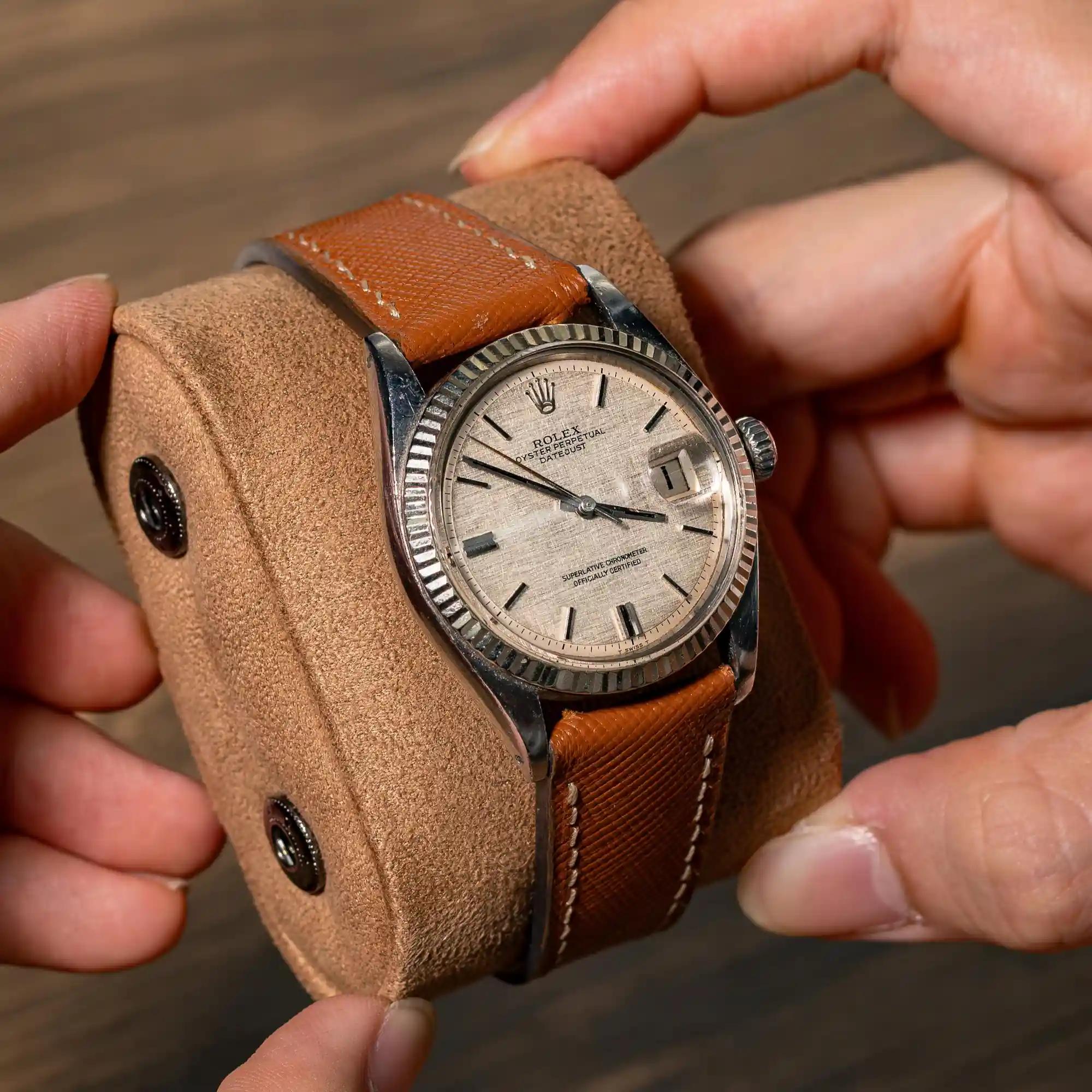 Rolex Leather Strap – Cognac Saffiano