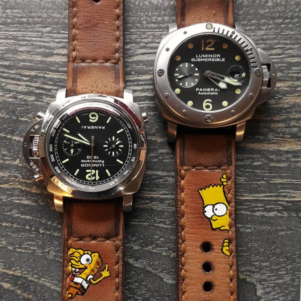 Panerai Leather Strap – Caitlin 2 Strap With Bart Simpson and Spongebob
