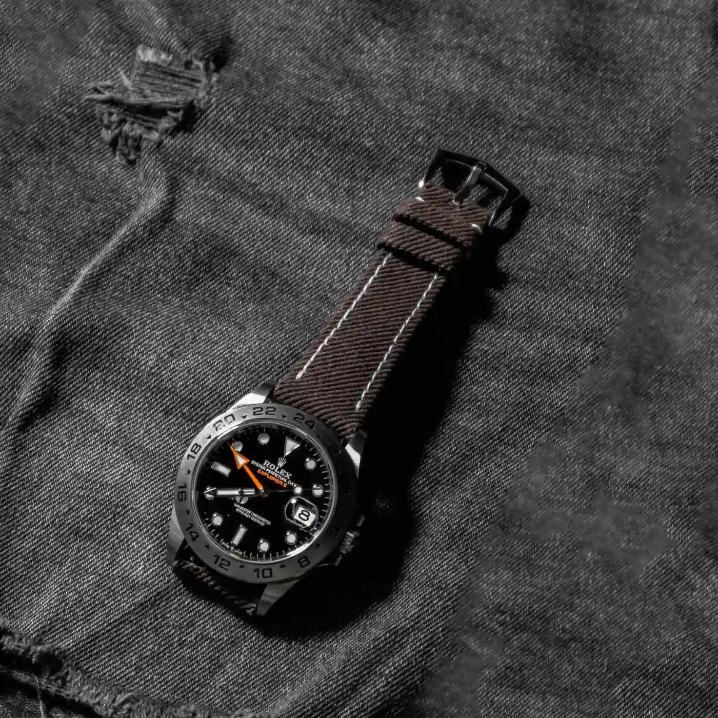 Rolex Canvas Strap – Dark Brown Denim
