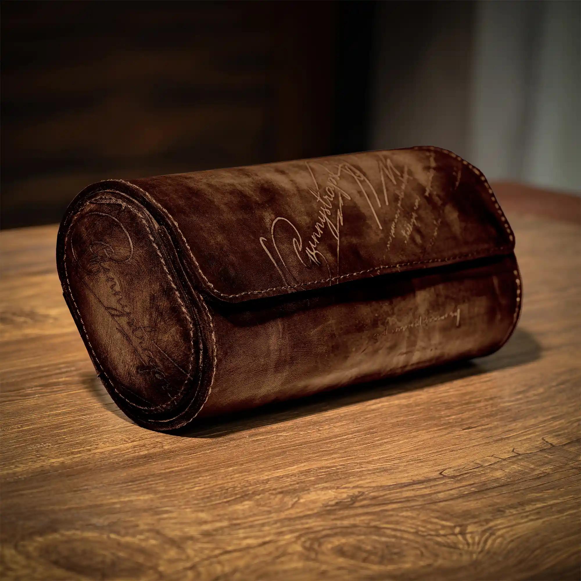 Watch Roll – Dark Brown Patina Scritto