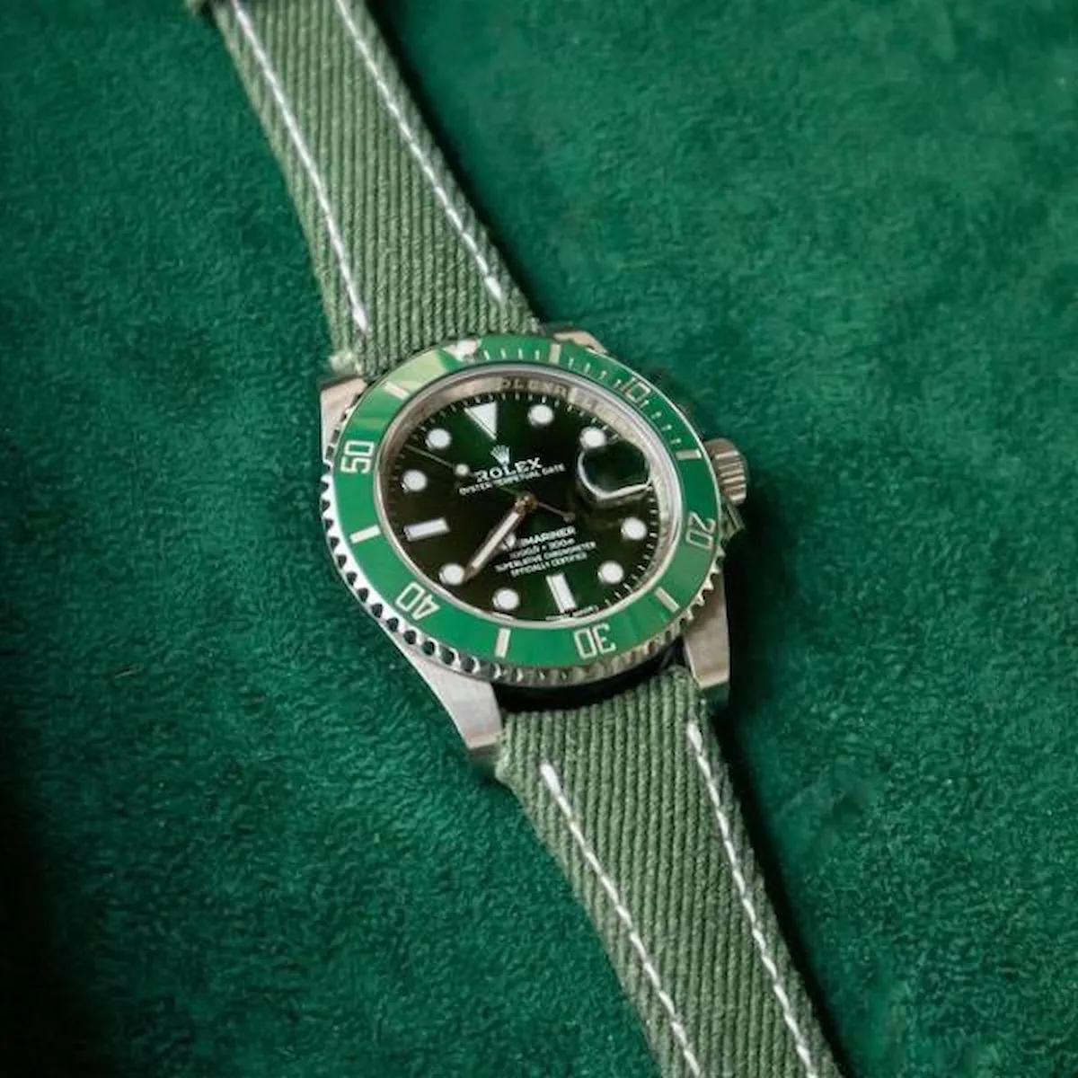 Rolex Canvas Strap – Green Denim