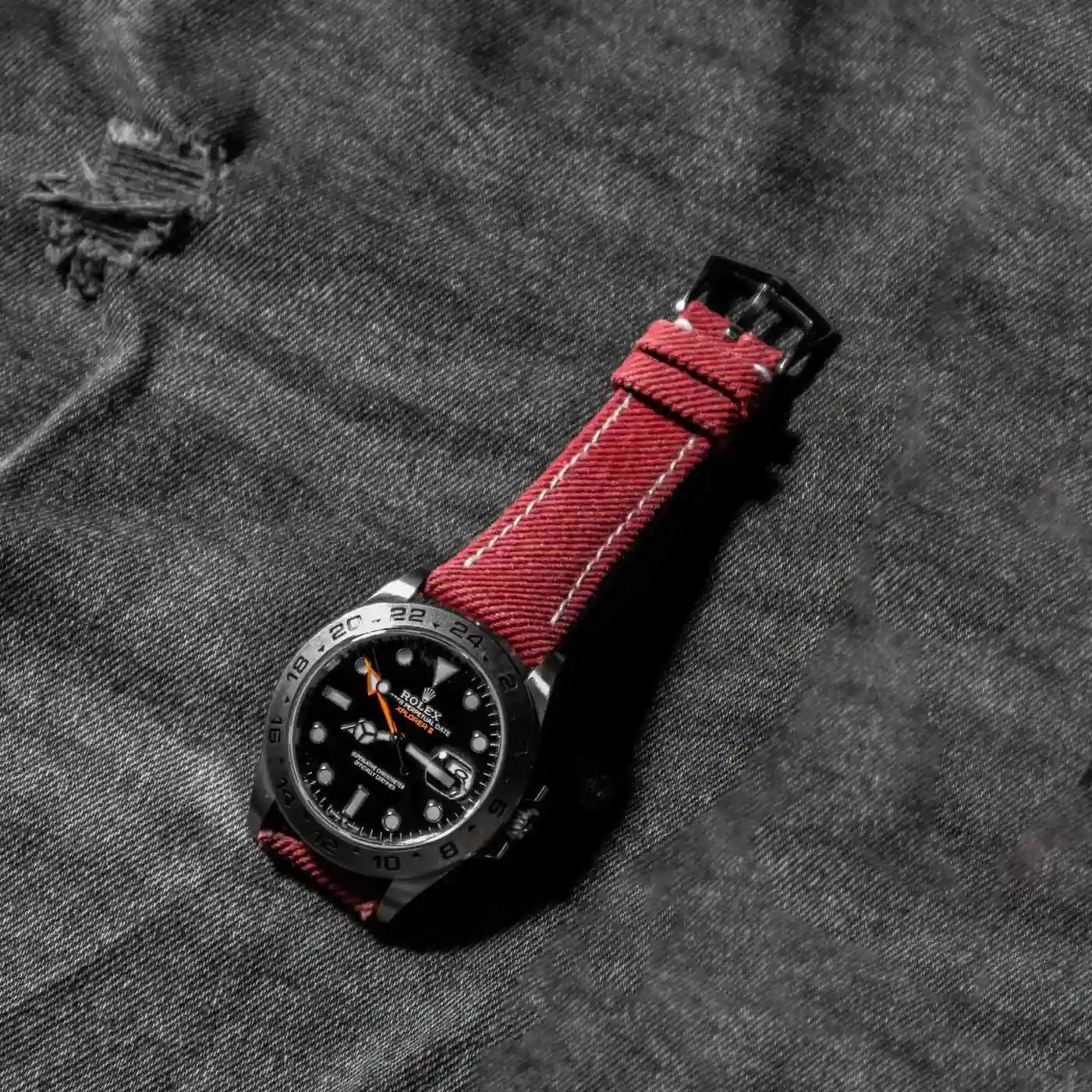 Rolex Canvas Strap – Red Denim