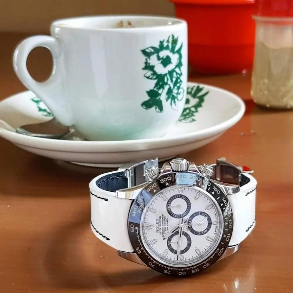 Rolex Leather Strap – White Flax