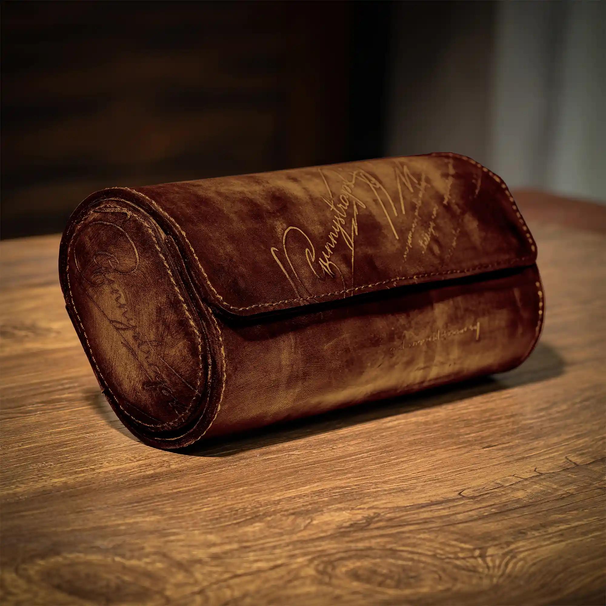Watch Roll – Brown Patina Scritto