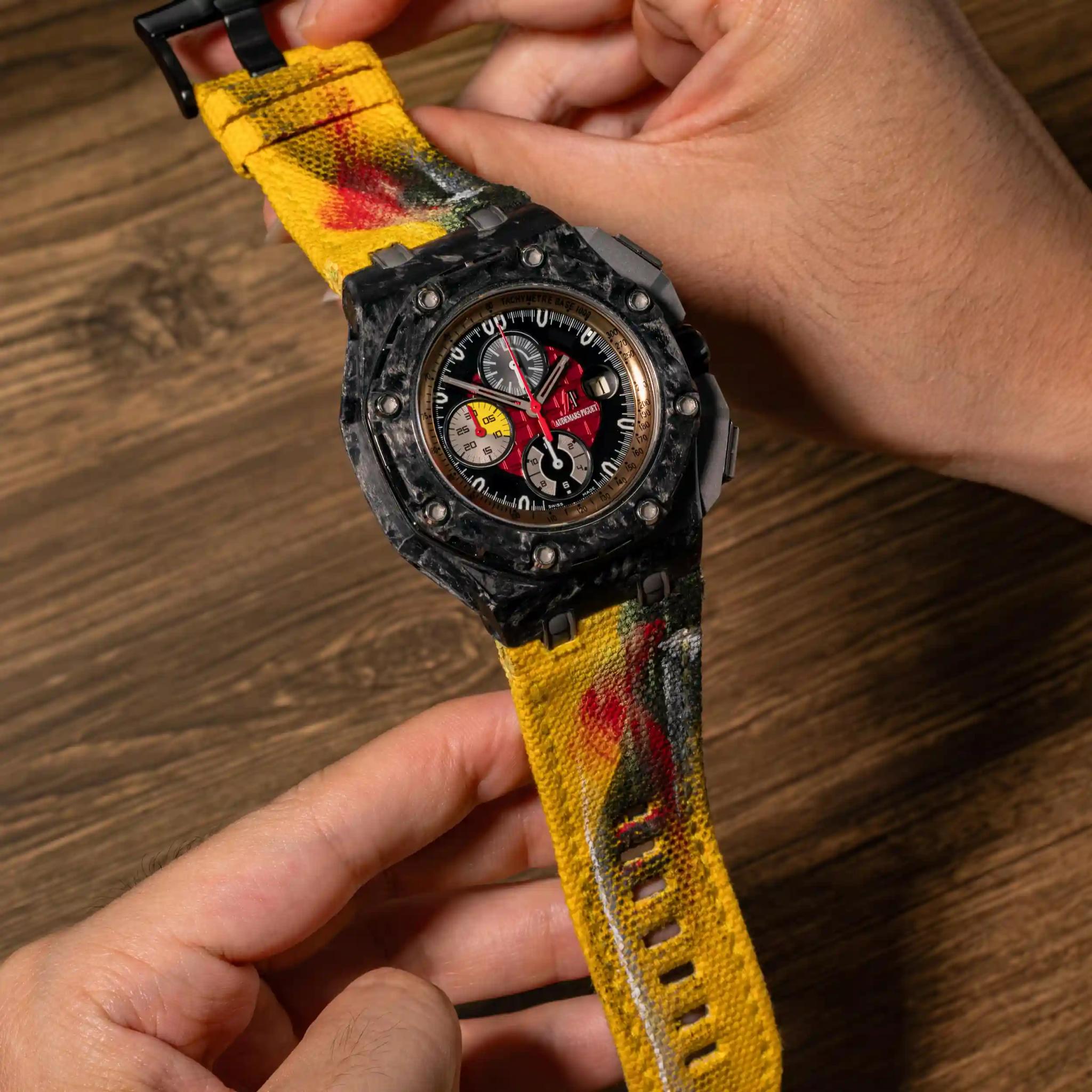 Abstract Painting – Canvas Watch Strap