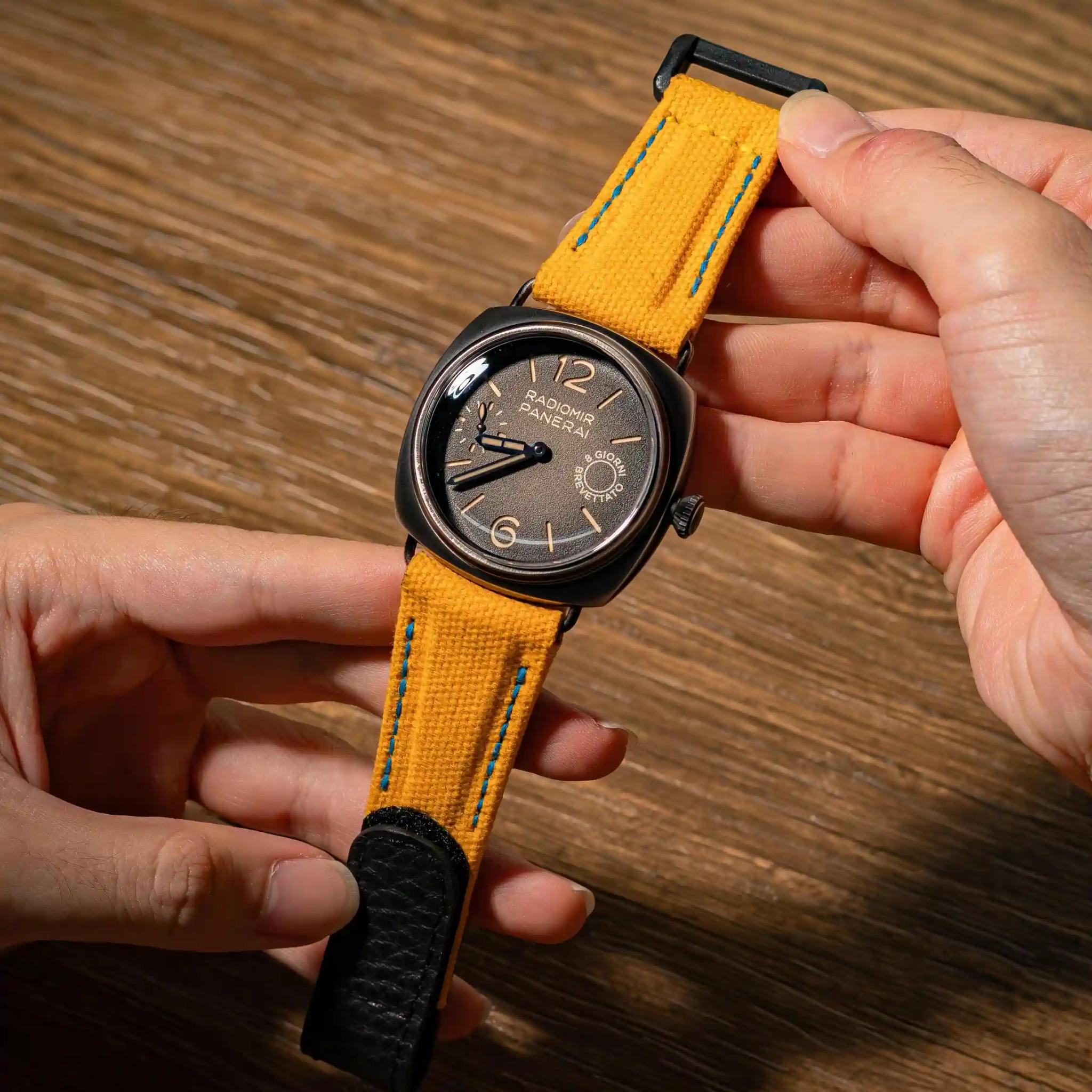 Panerai Canvas Strap – Canvas Yellow No. 12 with Hook & Loop