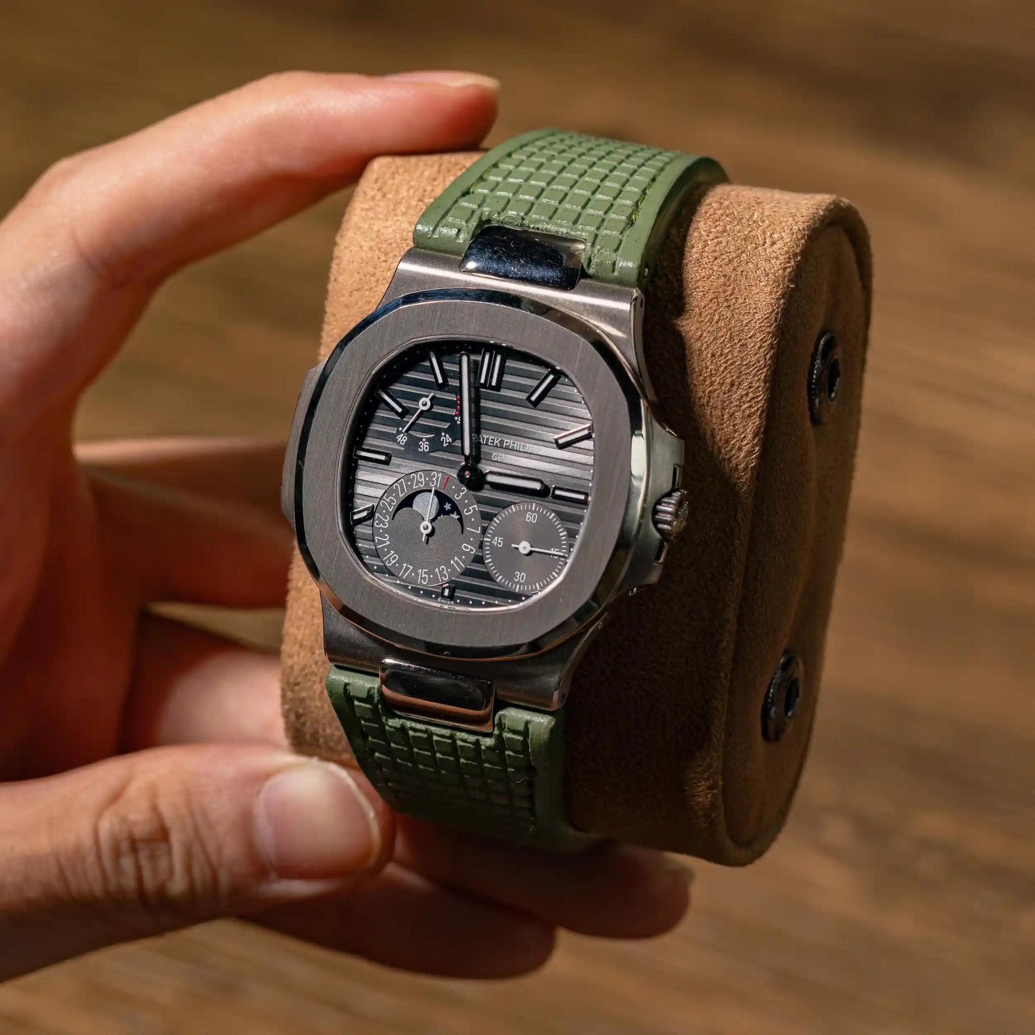Patek Philippe Leather Strap – Chessboard Fern Green