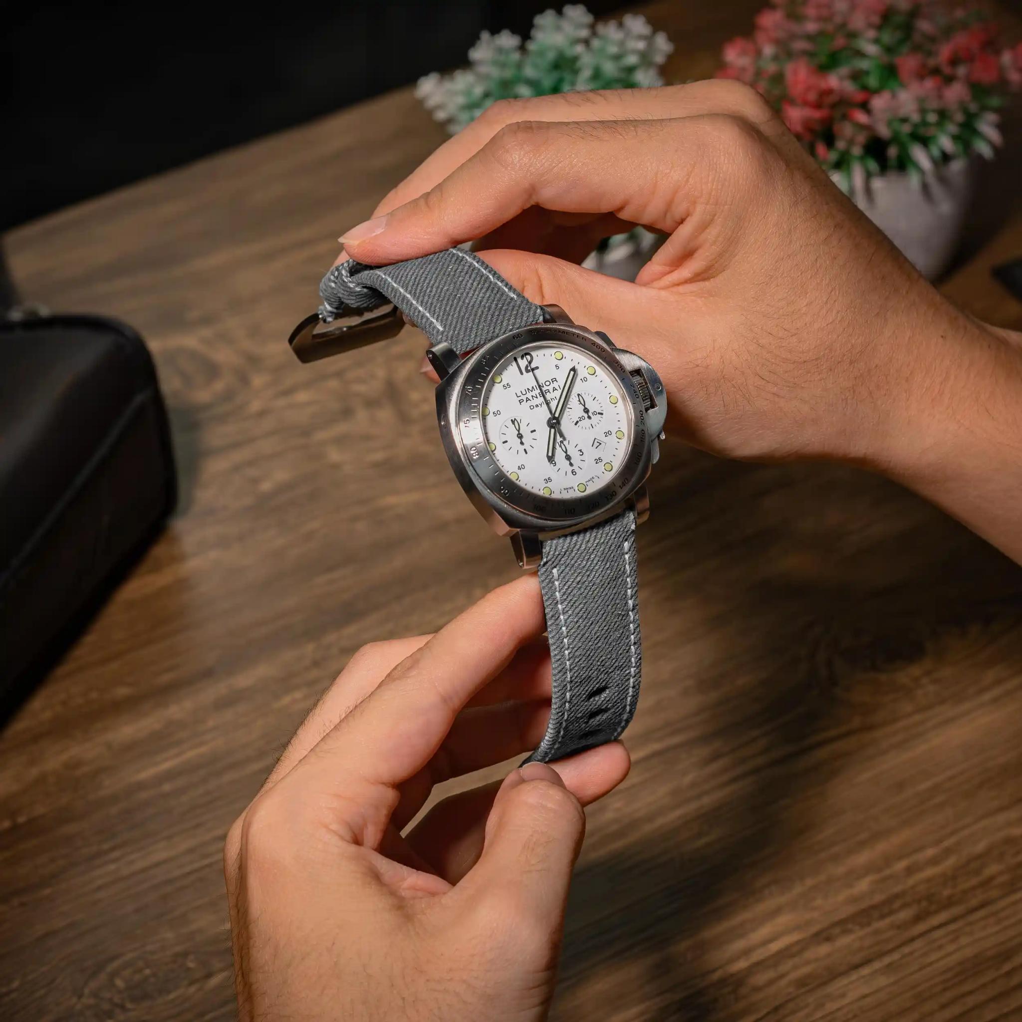 Panerai Canvas Strap – Grey Denim
