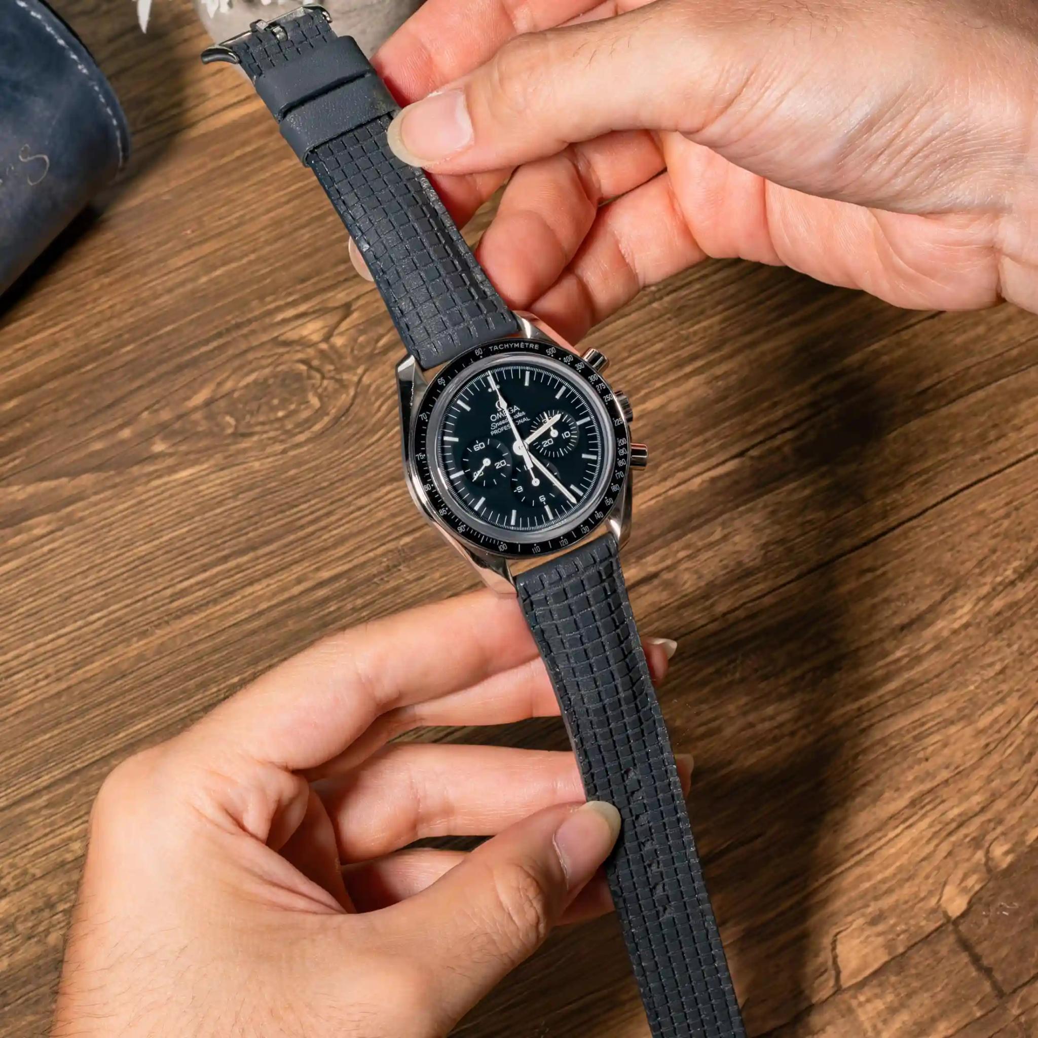 Chessboard Grey – Leather Watch Strap