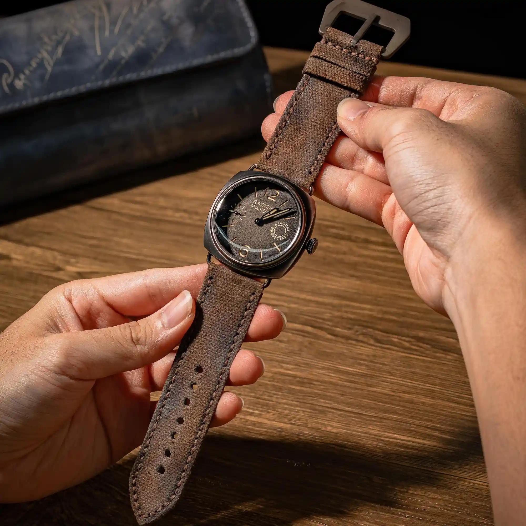 Panerai Canvas Strap – Vintejs Dark Brown Canvas