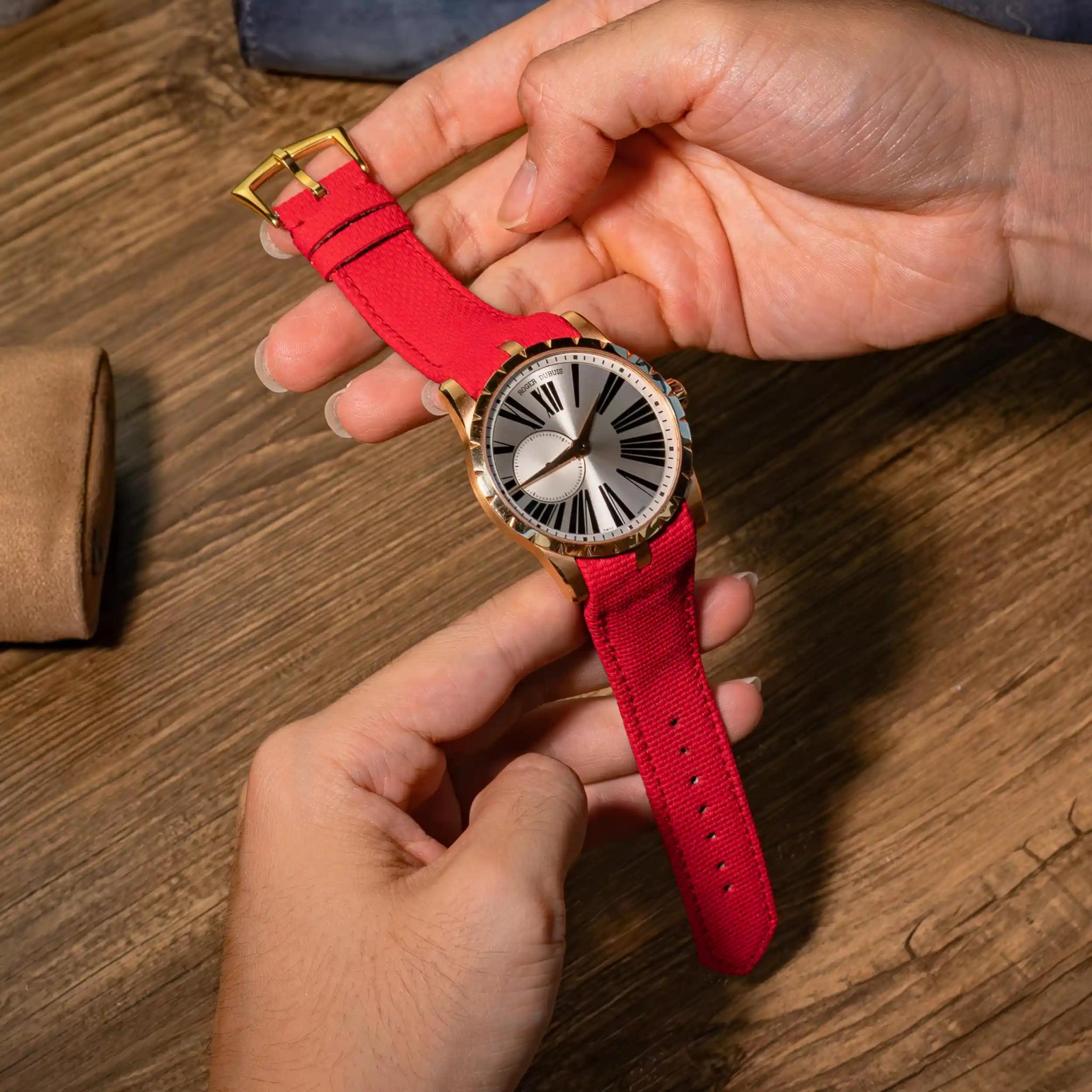 Red Sailcloth – Roger Dubuis Watch Strap