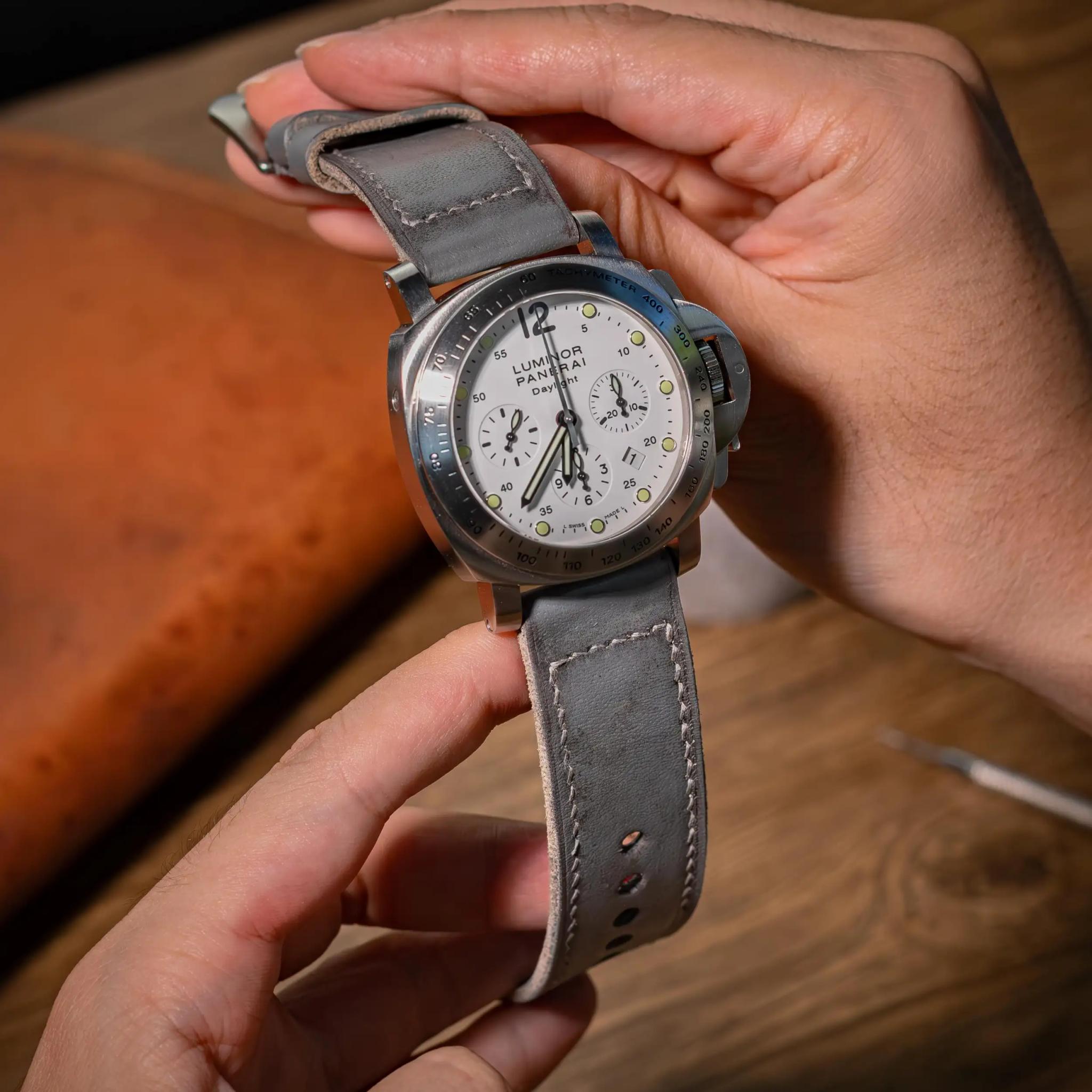 Vague Grey – Leather Watch Strap