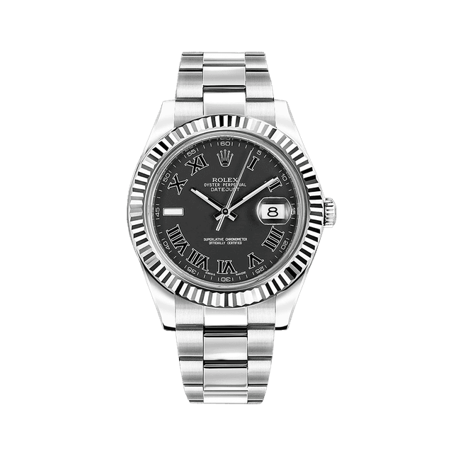 Datejust II 41mm, st/wg, Black Roman dial, Oyster Bracelet