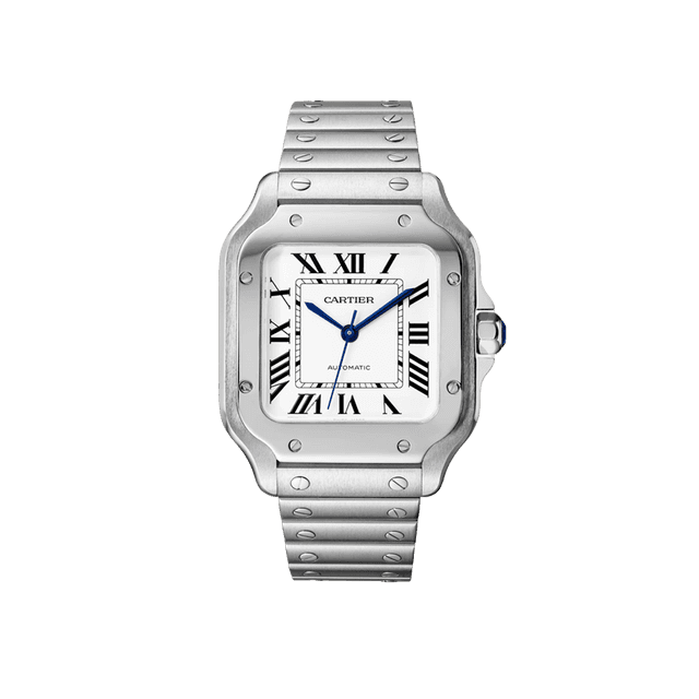 Santos de Cartier Medium Model 35.1mm, Steel, Silver dial, Bracelet