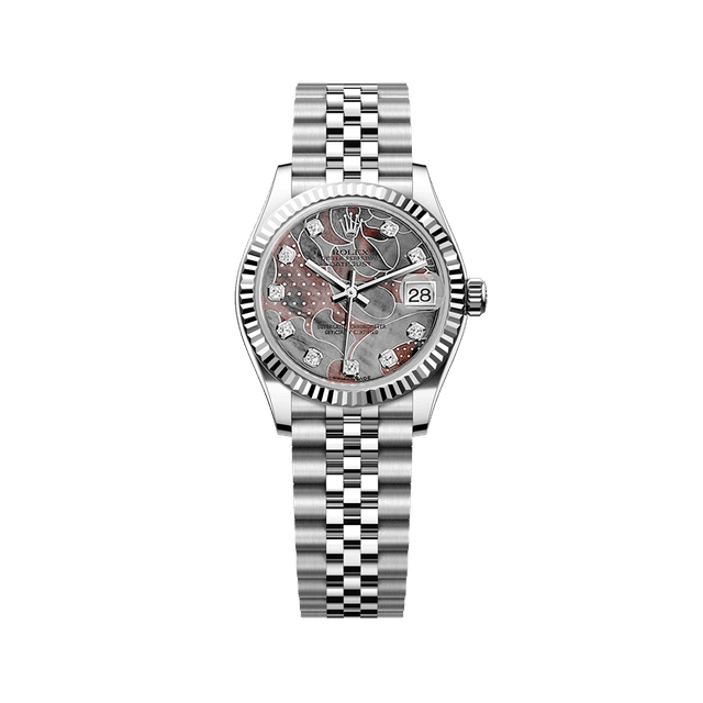 Datejust 31mm, st/wg, Black MOP Flower 10rd dial, Jubilee Bracelet