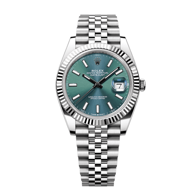Datejust II 41mm, st/wg, Mint Green Tab dial, Jubilee Bracelet