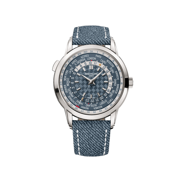 Complications World Time 40mm, WG, Denim Blue Grey Strap.