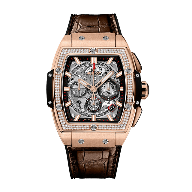 Spirit of Bang Chrono 42mm, RG, Skeleton Dial, Brown Rubber Strap