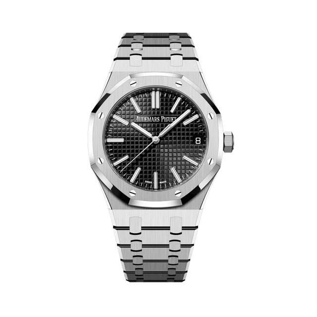 Royal Oak 41mm, Steel, Black dial, Bracelet