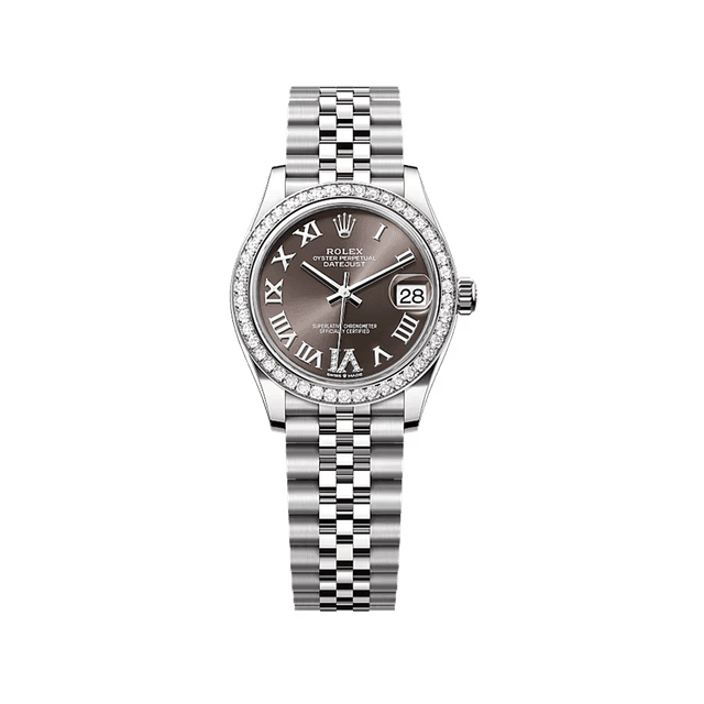 Datejust 31mm, st/wg, Grey VI diam dial, Diamond Bezel, Jubilee Bracelet