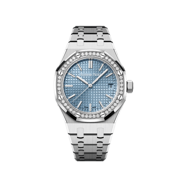 Royal Oak 37mm, Steel, Iced Blue dial, Diamond bezel, Bracelet