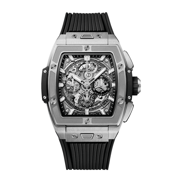 Spirit of Big Bang Chrono 42mm, Titanium, Skeleton dial, Black rubber strap