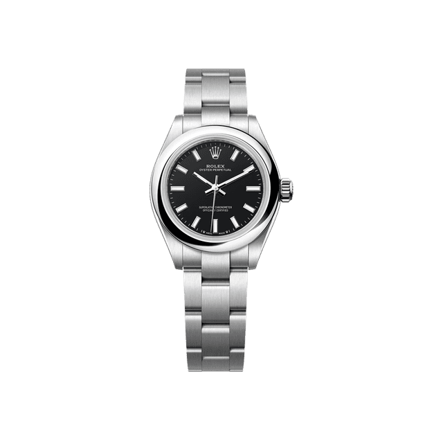 Oyster Perpetual 28mm, Steel, Black Tab Dial, Oyster Bracelet