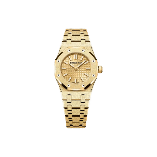 Royal Oak Mini Quartz 23mm, Frosted YG, Yellow Gold Dial, Bracelet