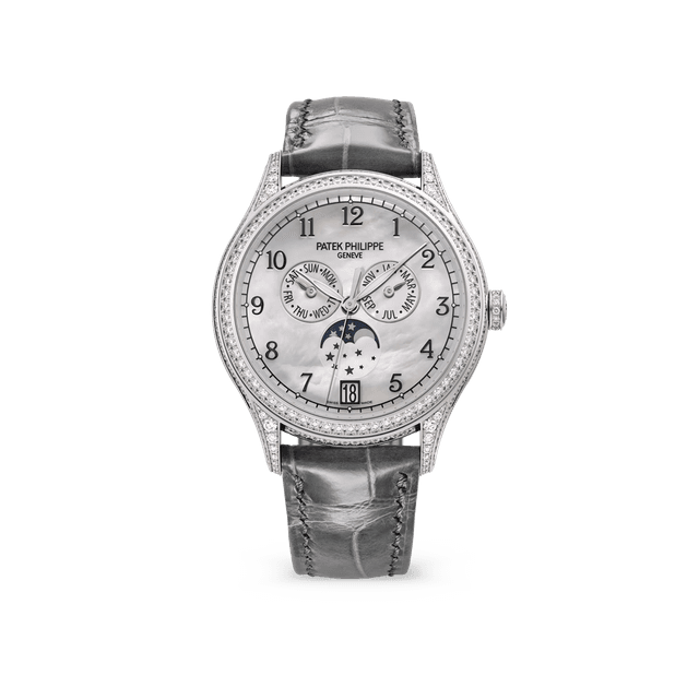 Complications Annual Calendar 38mm, WG, White Balinese MOP dial, Shiny Croco strap.