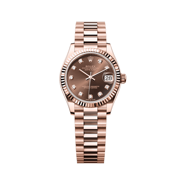 Datejust 31mm, RG, Choco 10rd dial, President Bracelet