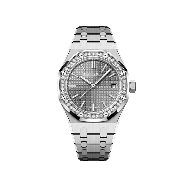 Royal Oak 37mm, Steel, Grey dial, Diamond bezel, Bracelet