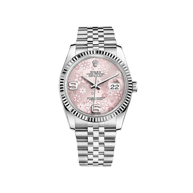 Datejust 36mm, st/wg, Pink Flower dial, Jubilee Bracelet
