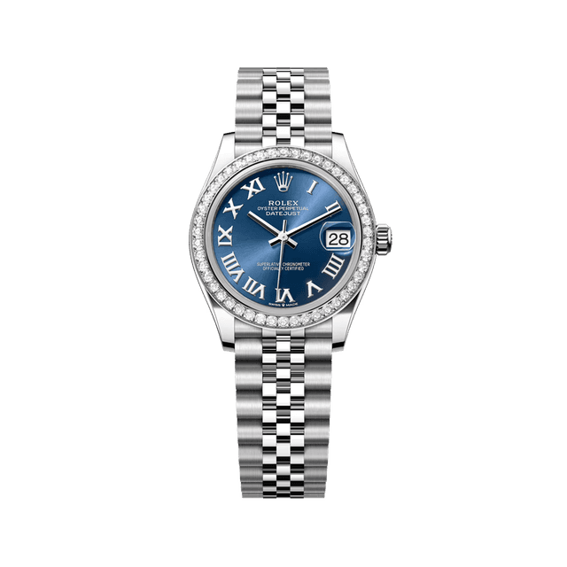 Datejust 31mm, st/wg, Blue Roman dial, Diamond Bezel, Jubilee Bracelet